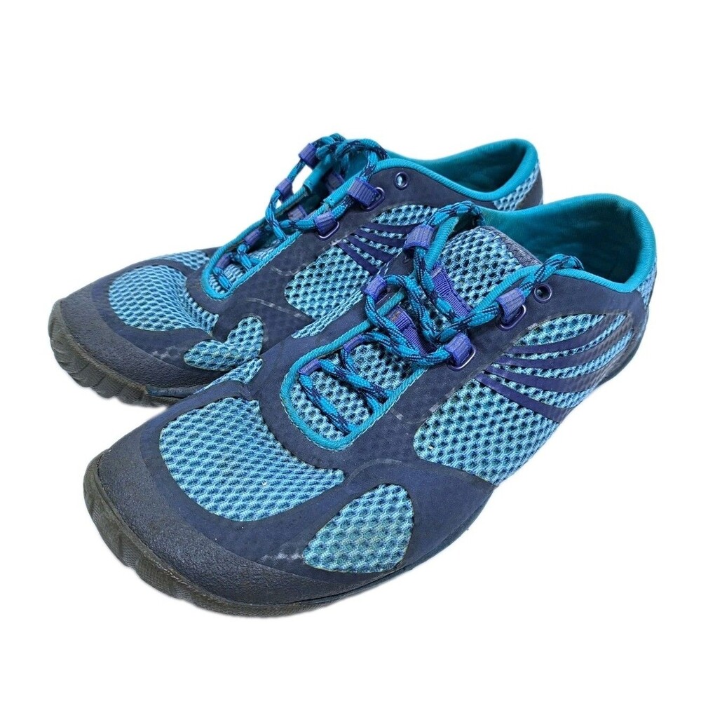 Merrell Pace Glove Women's Size 6.5 Minimalist Running Trail Shoes Blue Grgreen